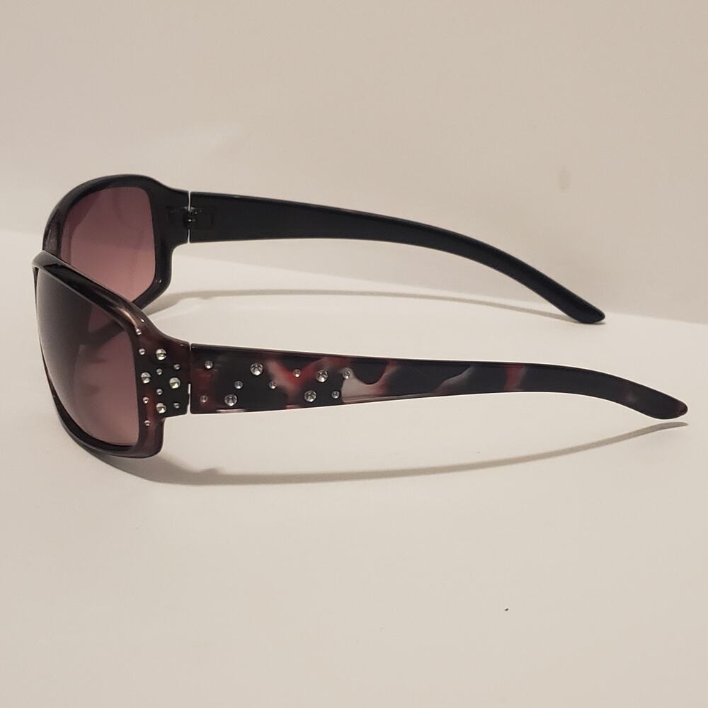 Wrap Around Women's Sunglasses Brown Accented with Rhinestones #A67S.